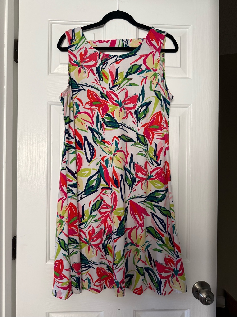 JBS Colorful Abstract Floral Sleeveless Shift Dress L